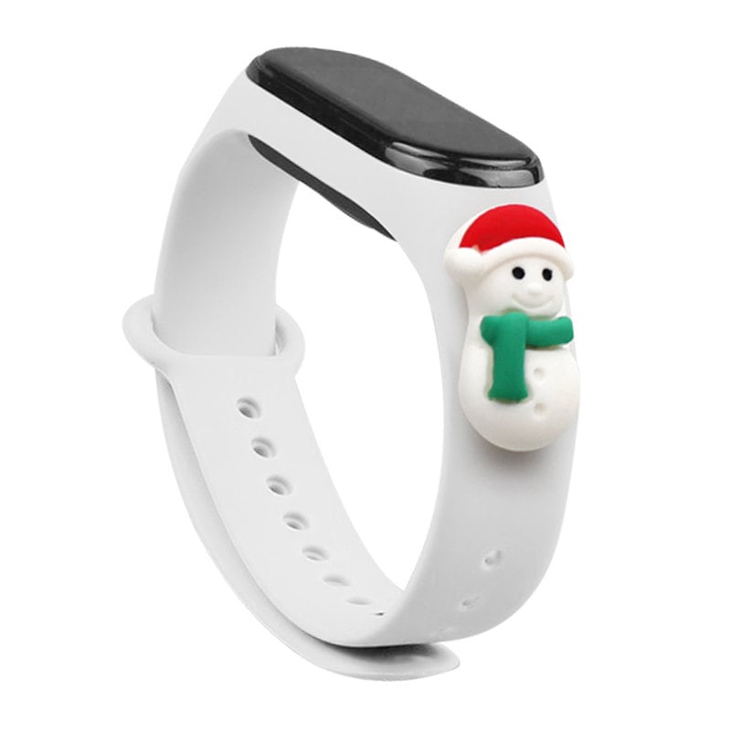 Strap Xmas for Xiaomi Mi Band 3 / 4 Christmas Silicone Strap Armbånd med snømann - Hvit