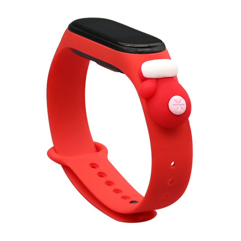 Strap Xmas for Xiaomi Mi Band 5 / 6 Christmas Silicone Strap Armbånd med hanske - Rød