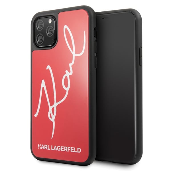 Karl Lagerfeld Signature Glitter-etui for iPhone 11 Pro - Rød