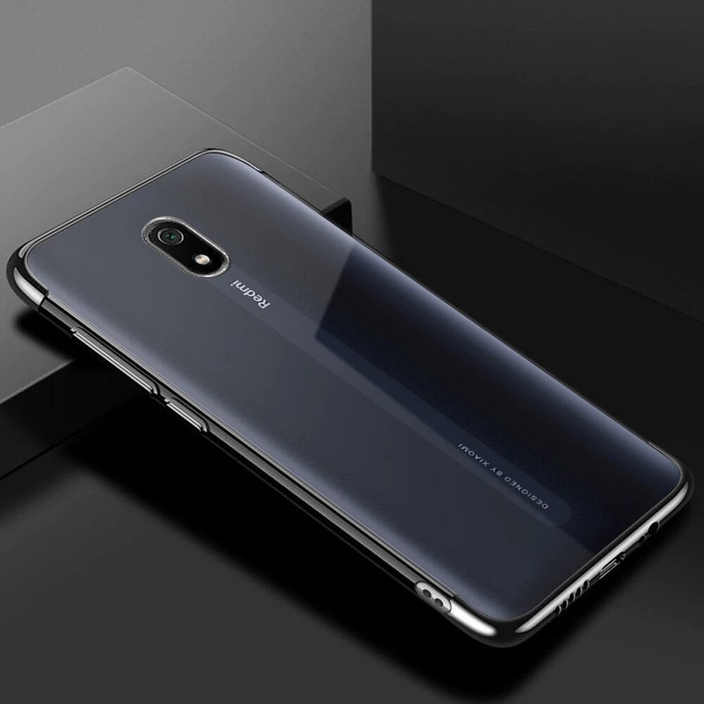 Clear Color Case Gel TPU Galvanisering ramme deksel for Xiaomi Redmi 8A svart