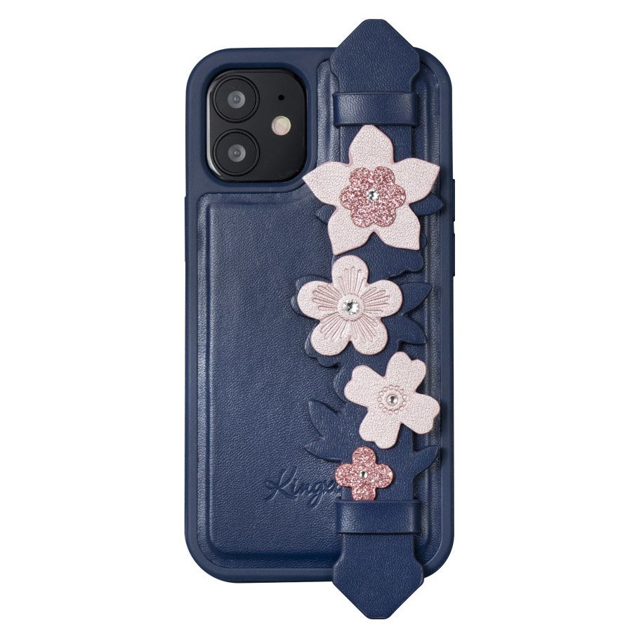 Kingxbar Sweet Series-etui dekorert med originale Swarovski-krystaller iPhone 12 Pro / iPhone 12 blå