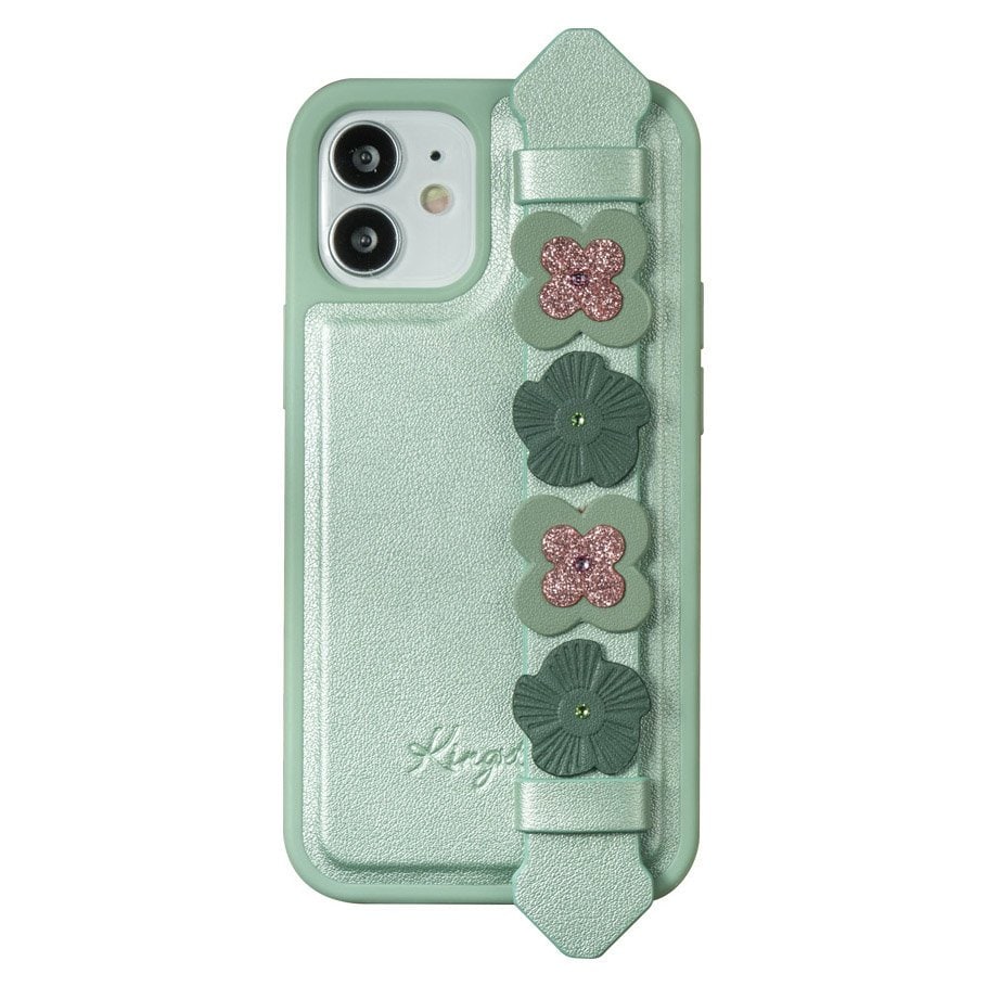 Kingxbar Sweet Series-etui dekorert med originale Swarovski-krystaller iPhone 12 Pro Max grønn