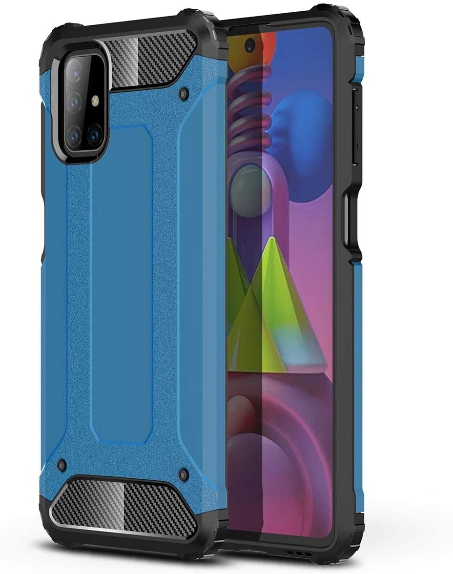 Hybrid Armor Case Tough Rugged Cover for Samsung Galaxy M51 blå