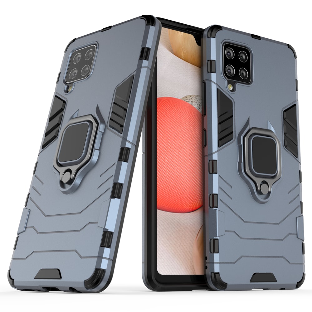 Ring Armor Case Kickstand Tough Rugged Cover for Samsung Galaxy A42 5G blå