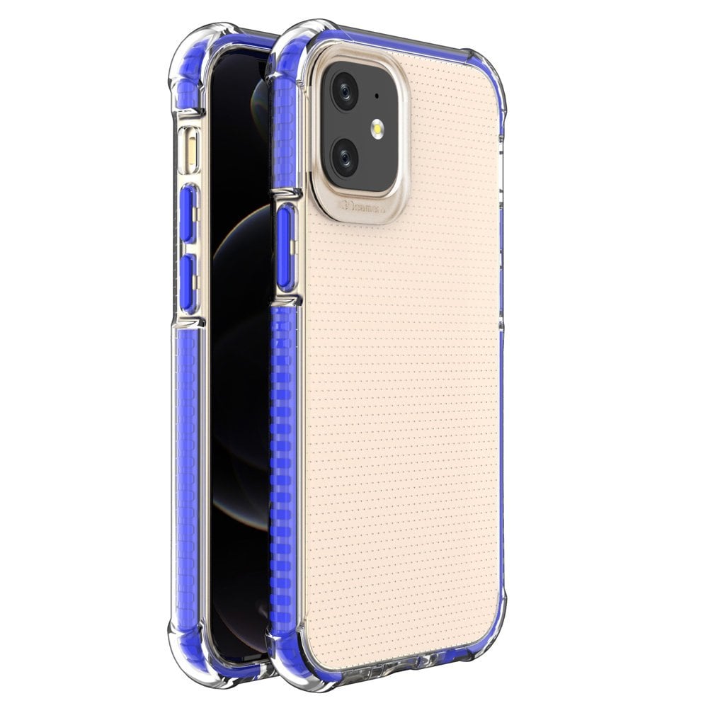 Spring Armor klart TPU gel robust beskyttelsesdeksel med fargerik ramme for iPhone 12 mini blå