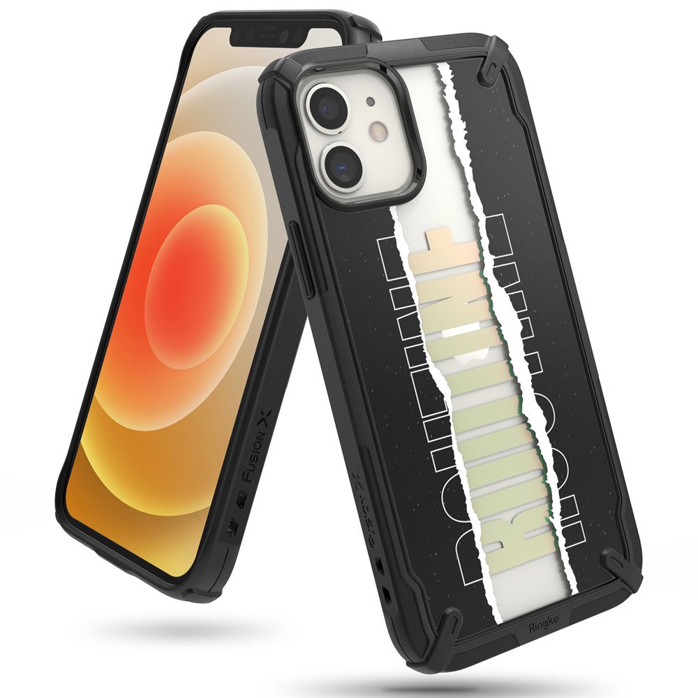 Ringke Fusion X slitesterkt PC-etui med TPU-støtfanger for iPhone 12 mini, svart