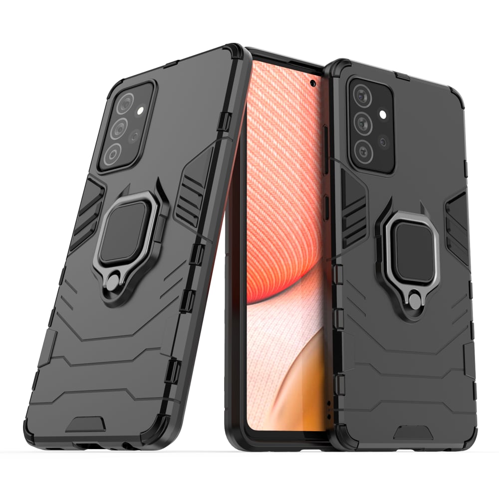 Ring Armor Case Kickstand Tough Rugged Cover for Samsung Galaxy A72 4G svart