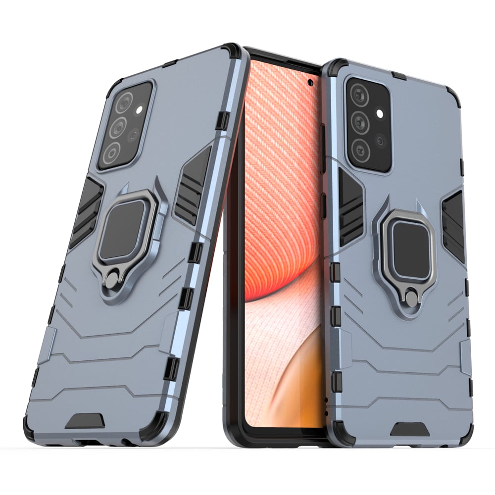Ring Armor Case Kickstand Tough Rugged Cover for Samsung Galaxy A72 4G blå