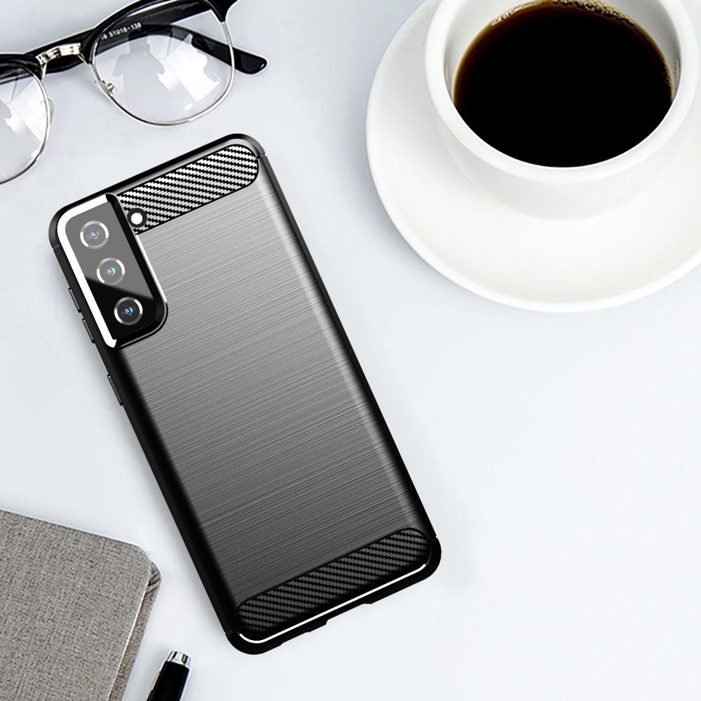 Carbon Case Fleksibelt TPU-deksel for Samsung Galaxy S21+ 5G (S21 Plus 5G) svart