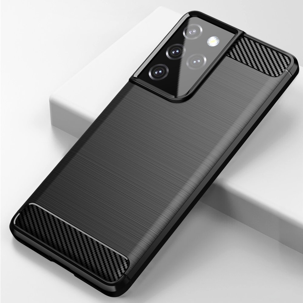 Carbon Case Fleksibelt TPU-deksel for Samsung Galaxy S21 Ultra 5G svart