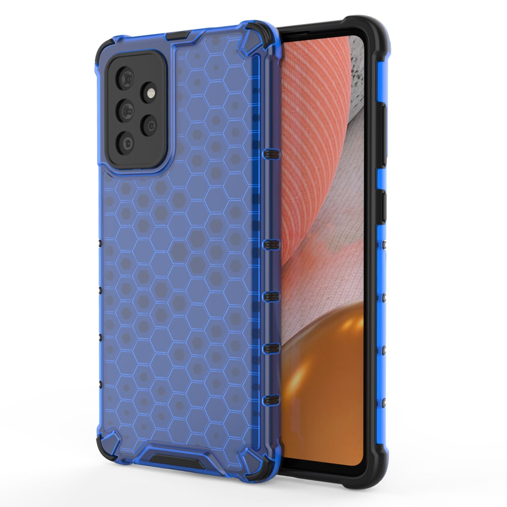 Honeycomb Case pansredeksel med TPU støtfanger for Samsung Galaxy A72 4G blå