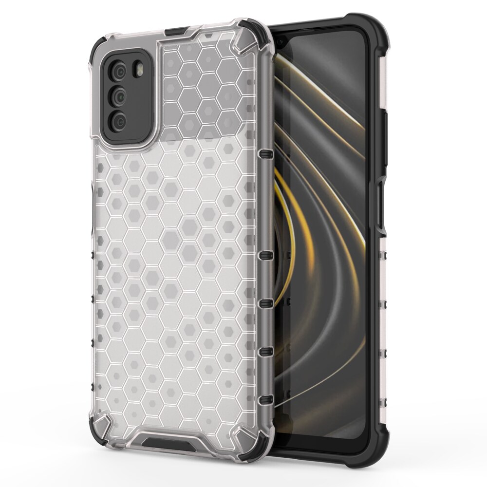 Honeycomb Case pansredeksel med TPU støtfanger for Xiaomi Poco M3 gjennomsiktig