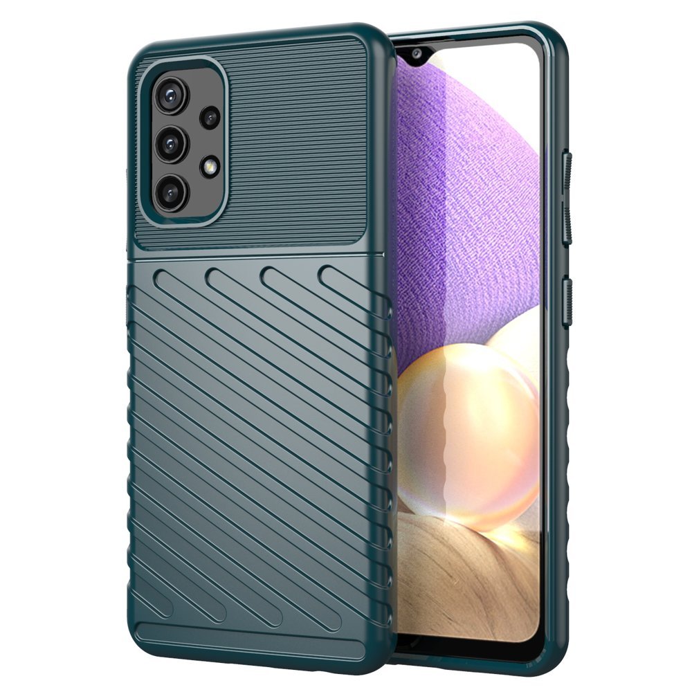 Thunder Case Fleksibelt, tøft og robust TPU-deksel for Samsung Galaxy A72 4G grønn
