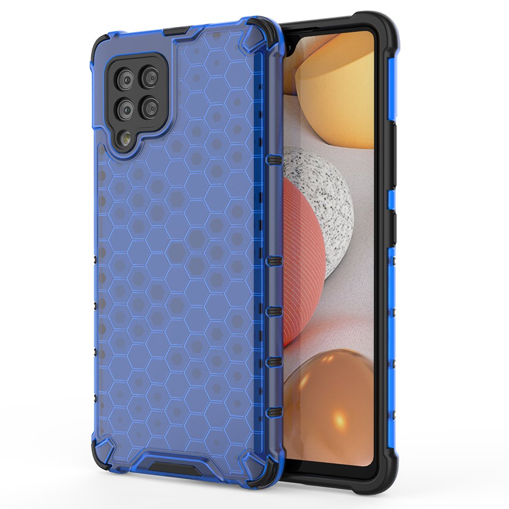 Honeycomb Case pansredeksel med TPU støtfanger for Samsung Galaxy A42 5G blå