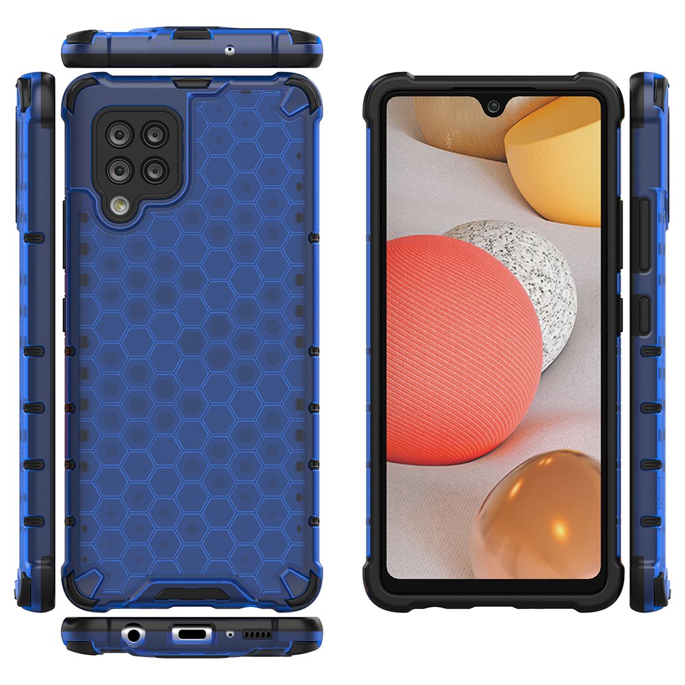 Honeycomb Case pansredeksel med TPU støtfanger for Samsung Galaxy A42 5G blå