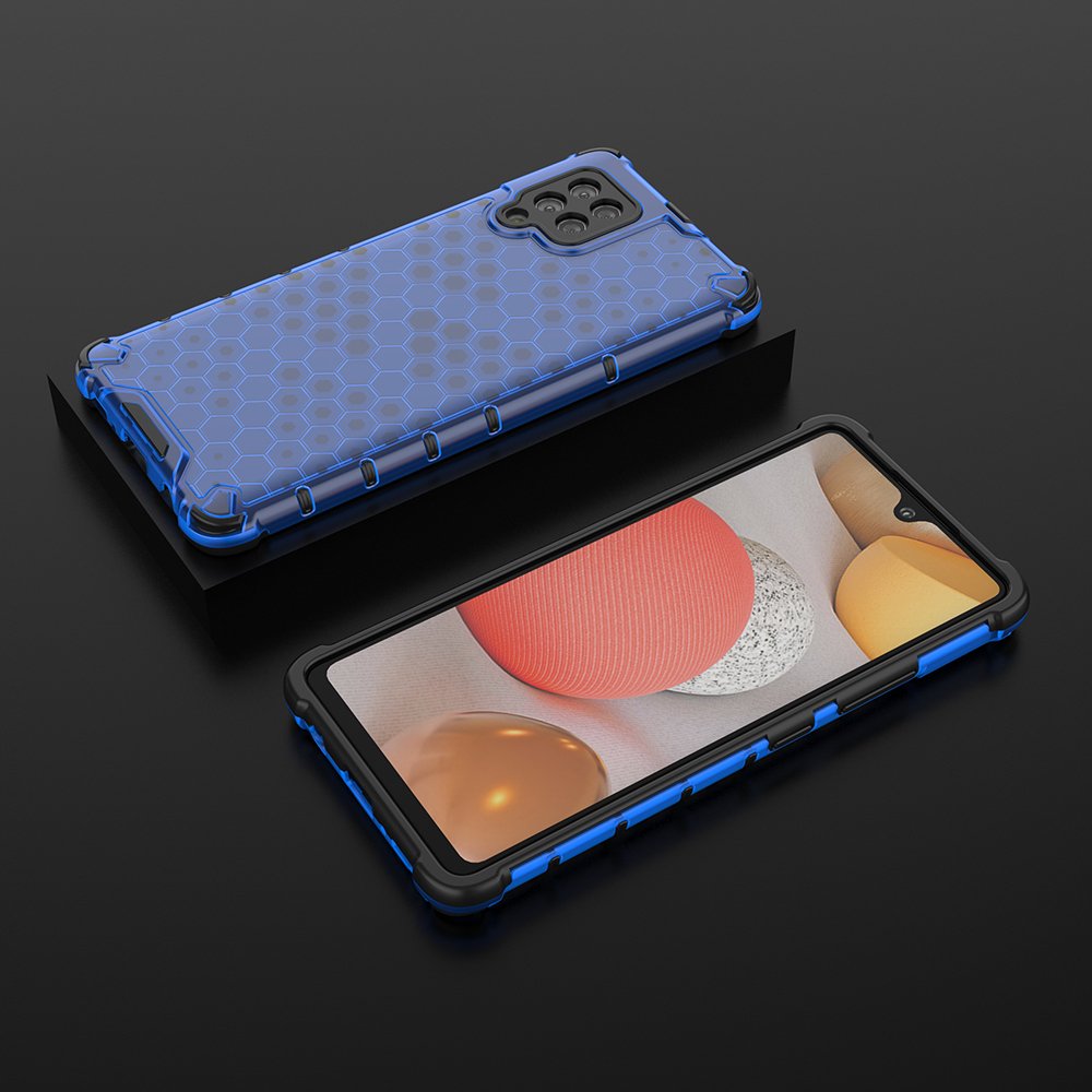 Honeycomb Case pansredeksel med TPU støtfanger for Samsung Galaxy A42 5G blå