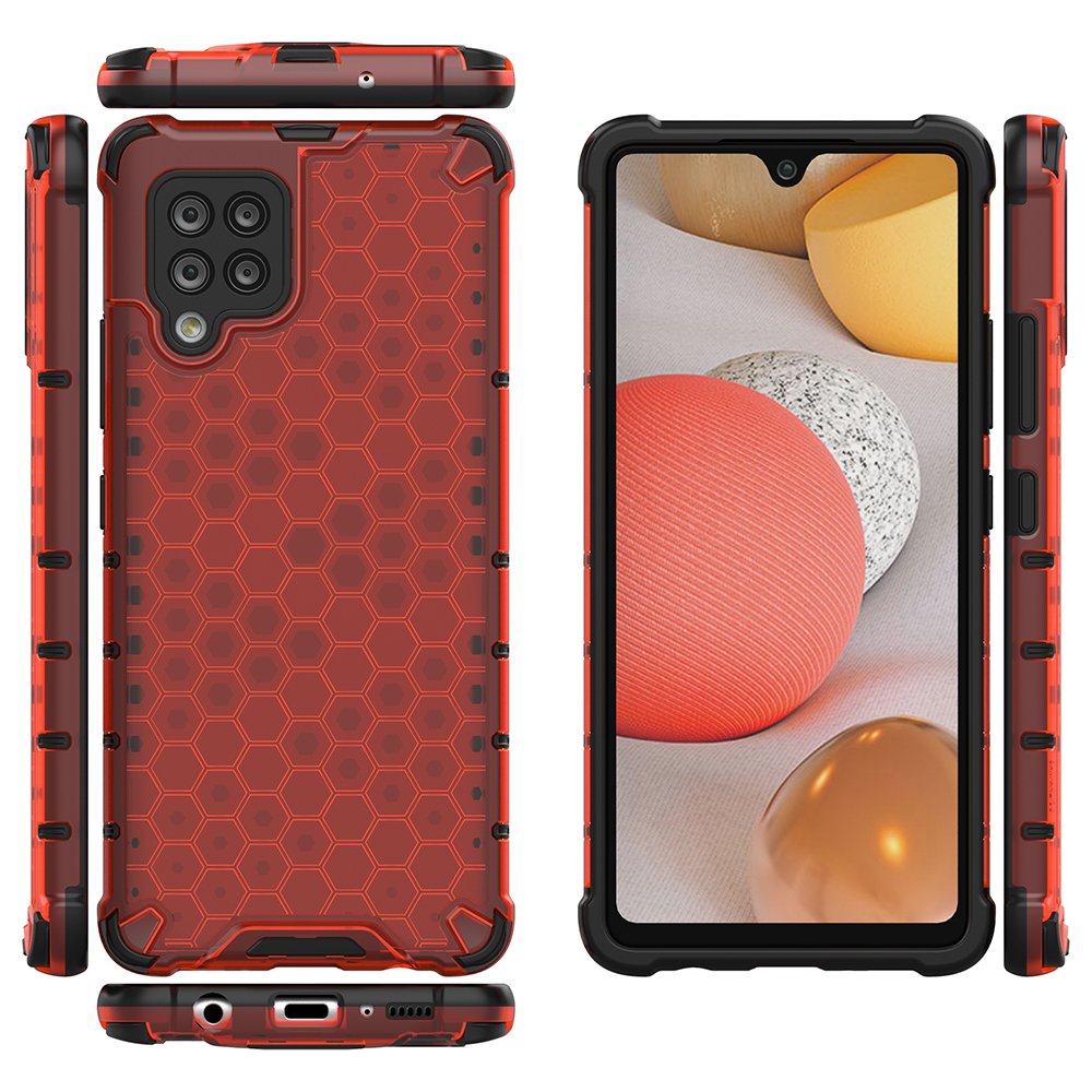 Honeycomb Case pansredeksel med TPU støtfanger for Samsung Galaxy A42 5G rød