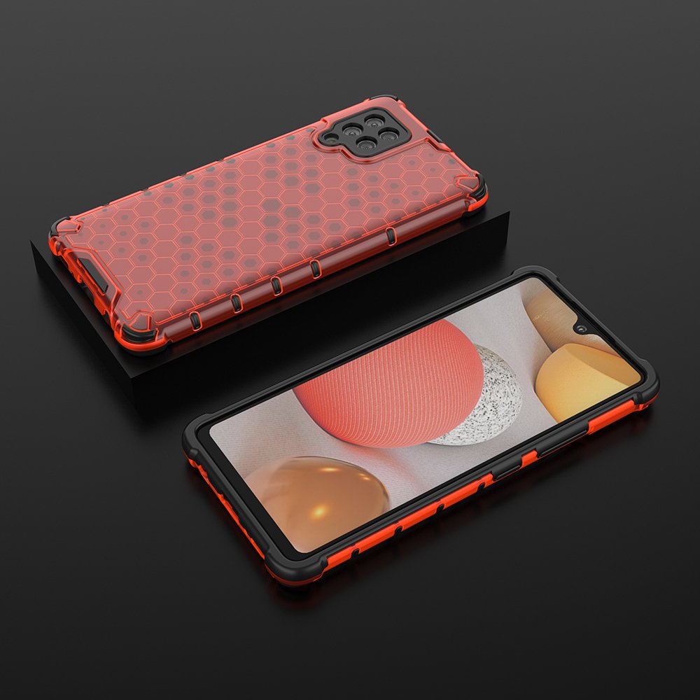 Honeycomb Case pansredeksel med TPU støtfanger for Samsung Galaxy A42 5G rød