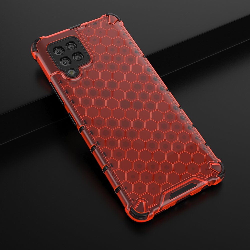 Honeycomb Case pansredeksel med TPU støtfanger for Samsung Galaxy A42 5G rød