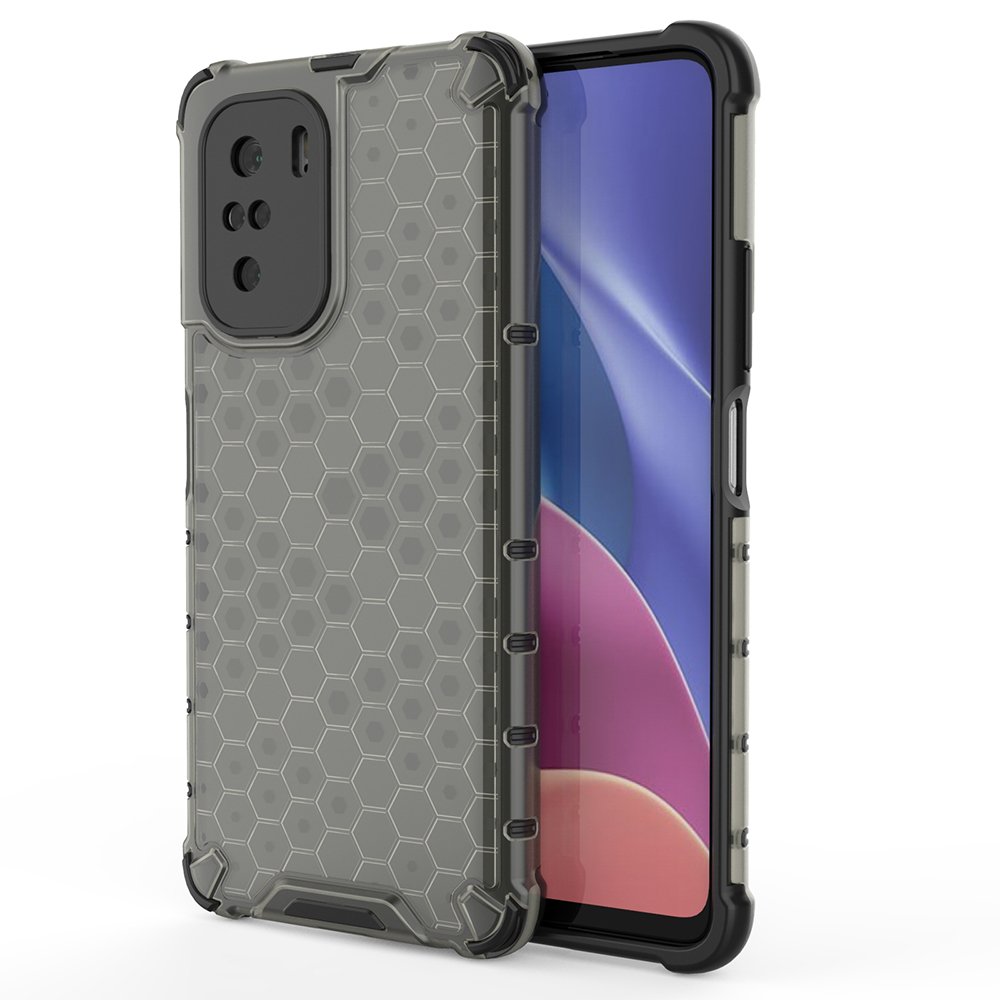 Honeycomb Case med TPU støtfanger for Xiaomi Redmi K40 Pro + / K40 Pro / K40 / Poco F3, svart