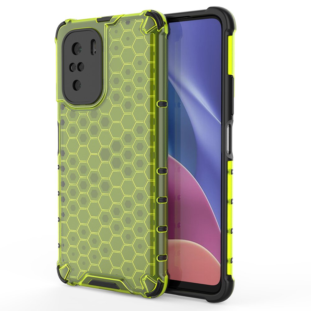 Honeycomb Case med TPU støtfanger til Xiaomi Redmi K40 Pro+/K40/K40/Poco F3 - grønn