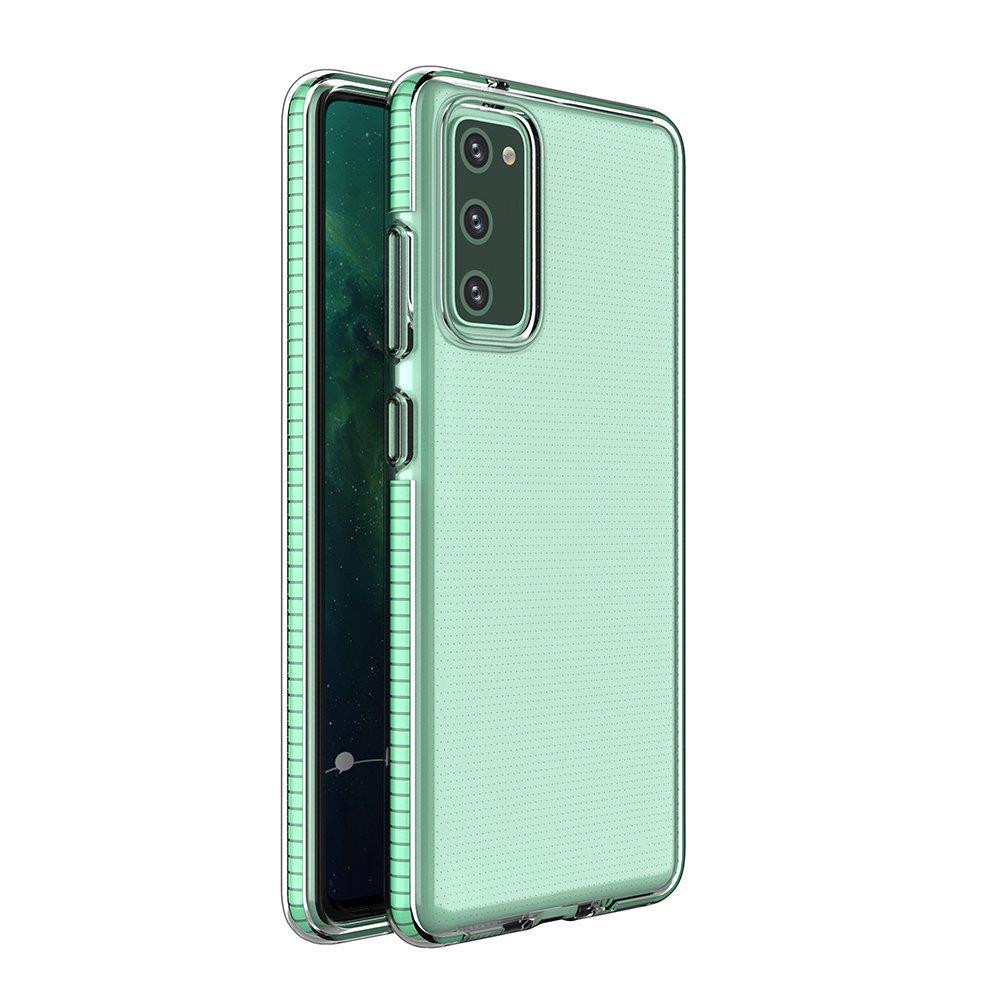 Spring Case klart TPU gel beskyttende deksel med fargerik ramme for Samsung Galaxy A72 4G mint