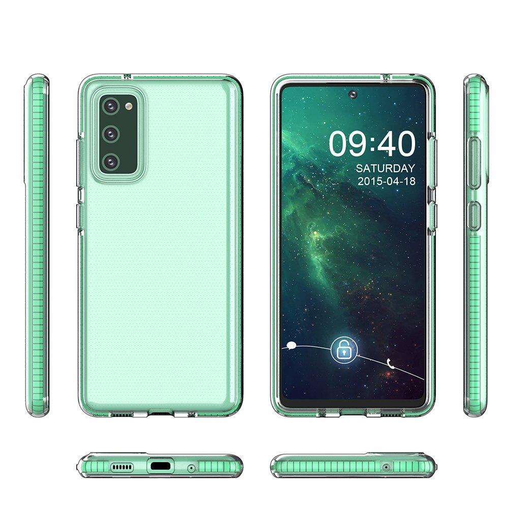 Spring Case klart TPU gelbeskyttelsesdeksel med fargerik ramme for Samsung Galaxy A72 4G lyseblå