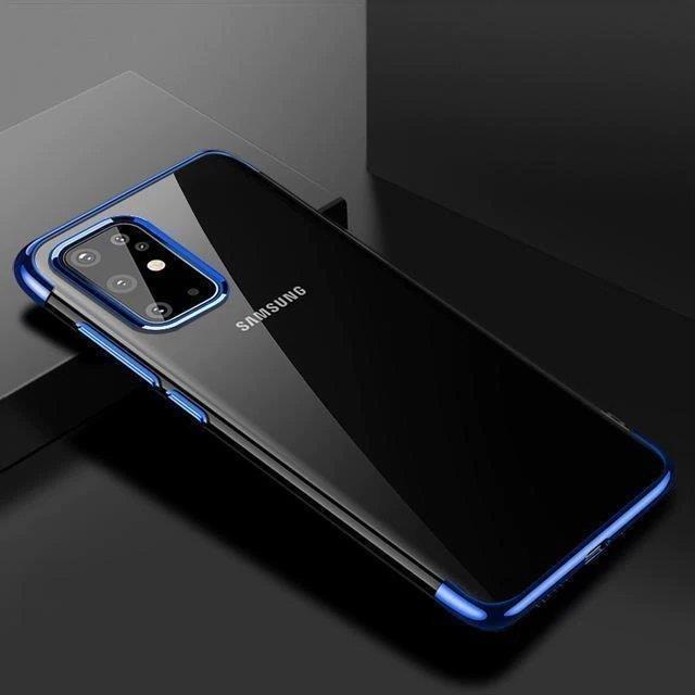 Clear Color Case Gel TPU Galvanisering ramme deksel for Samsung Galaxy A72 4G blå
