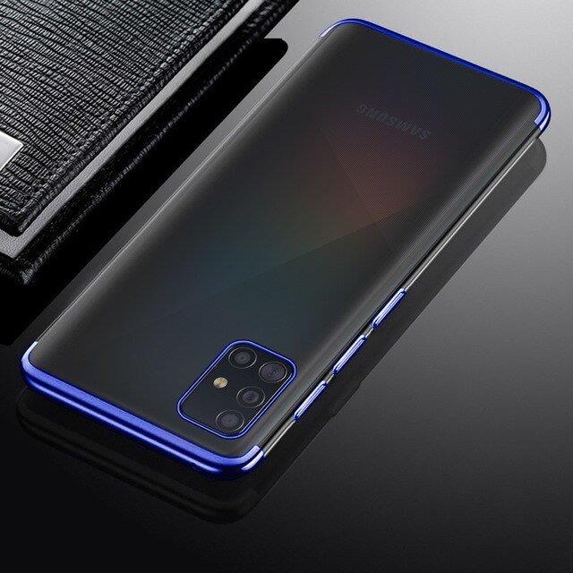 Clear Color Case Gel TPU Galvanisering ramme deksel for Samsung Galaxy A72 4G blå