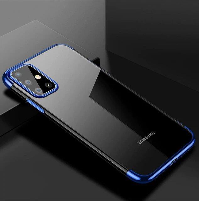 Clear Color Case Gel TPU Galvanisering ramme deksel for Samsung Galaxy A72 4G blå