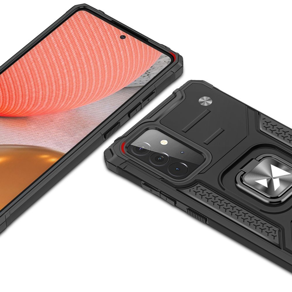 Wozinsky Ring Armor Case Kickstand Tough Rugged Cover for Samsung Galaxy A72 4G rosa