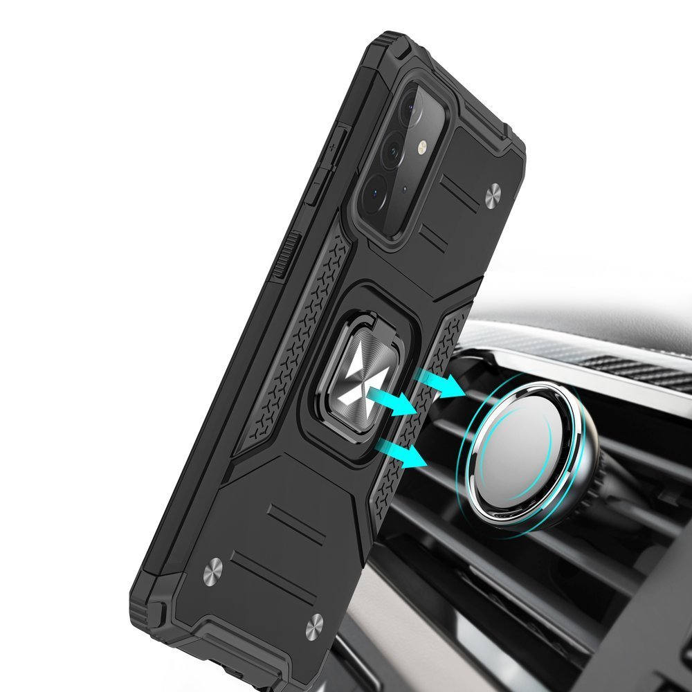 Wozinsky Ring Armor Case Kickstand Tough Rugged Cover for Samsung Galaxy A72 4G rosa