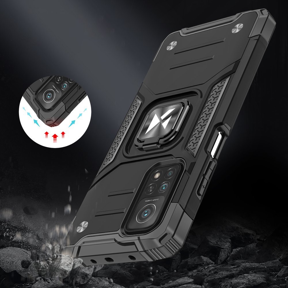 Wozinsky Ring Armor Case Kickstand Tough Rugged Cover for Samsung Galaxy A72 4G blå