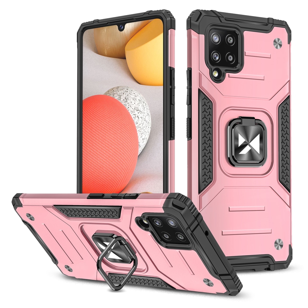 Wozinsky Ring Armor Case Kickstand Tough Rugged Cover for Samsung Galaxy A42 5G rosa