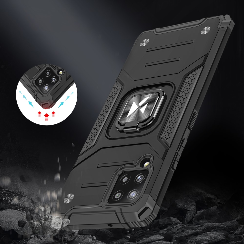 Wozinsky Ring Armor Case Kickstand Tough Rugged Cover for Samsung Galaxy A42 5G rosa