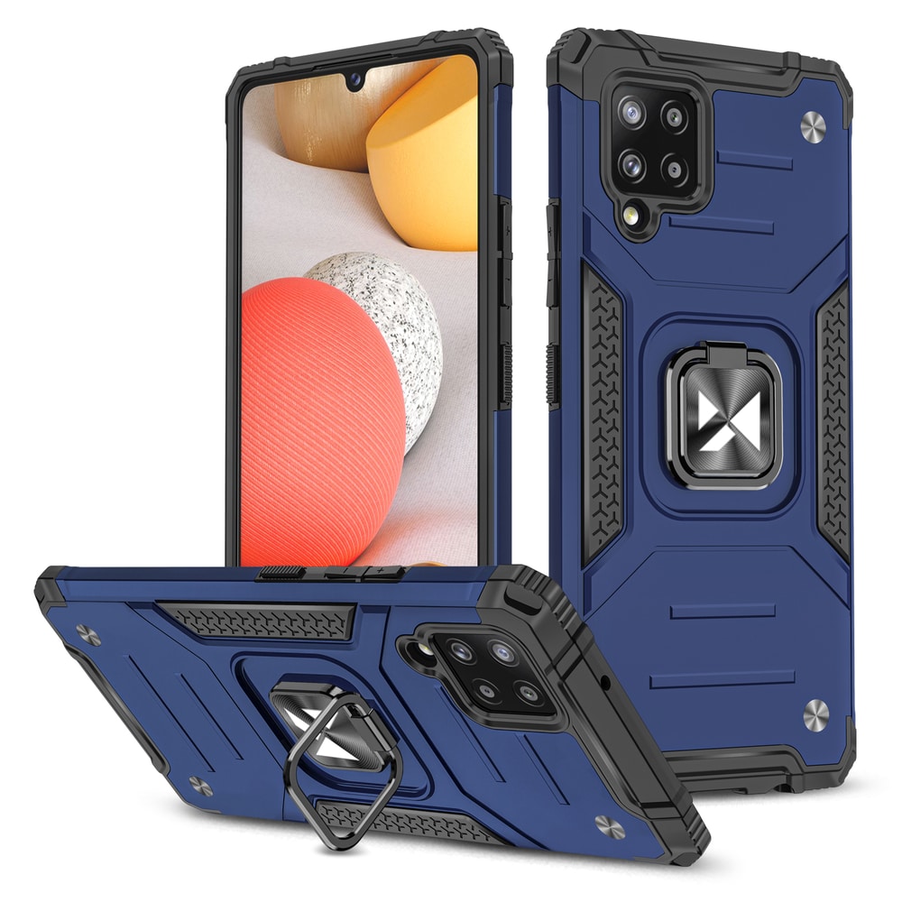 Wozinsky Ring Armor Case Kickstand Tough Rugged Cover for Samsung Galaxy A42 5G blå