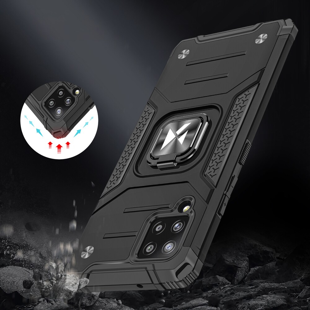 Wozinsky Ring Armor Case Kickstand Tough Rugged Cover for Samsung Galaxy A42 5G blå