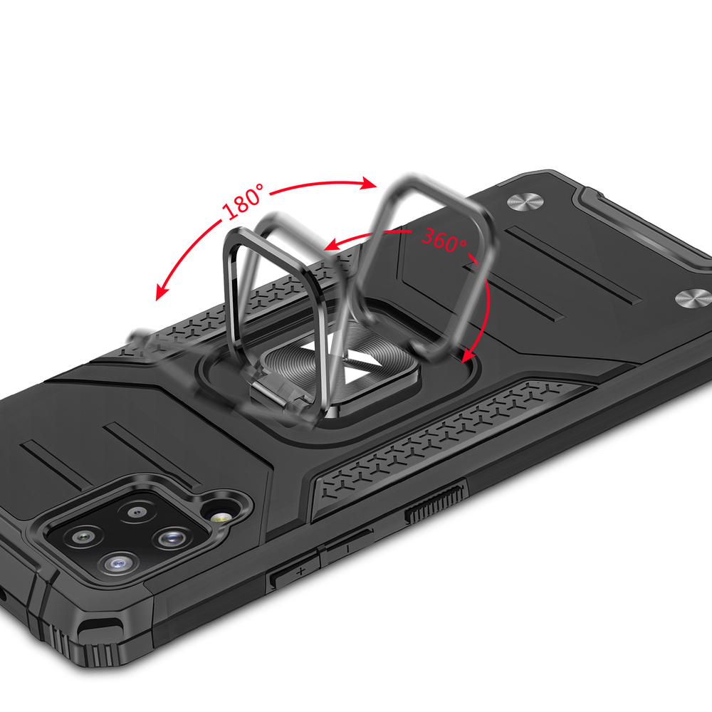 Wozinsky Ring Armor Case Kickstand Tough Rugged Cover for Samsung Galaxy A42 5G svart