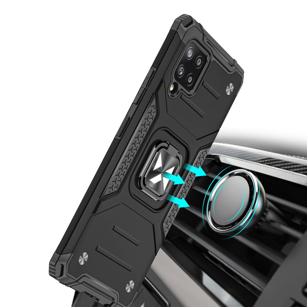 Wozinsky Ring Armor Case Kickstand Tough Rugged Cover for Samsung Galaxy A42 5G svart