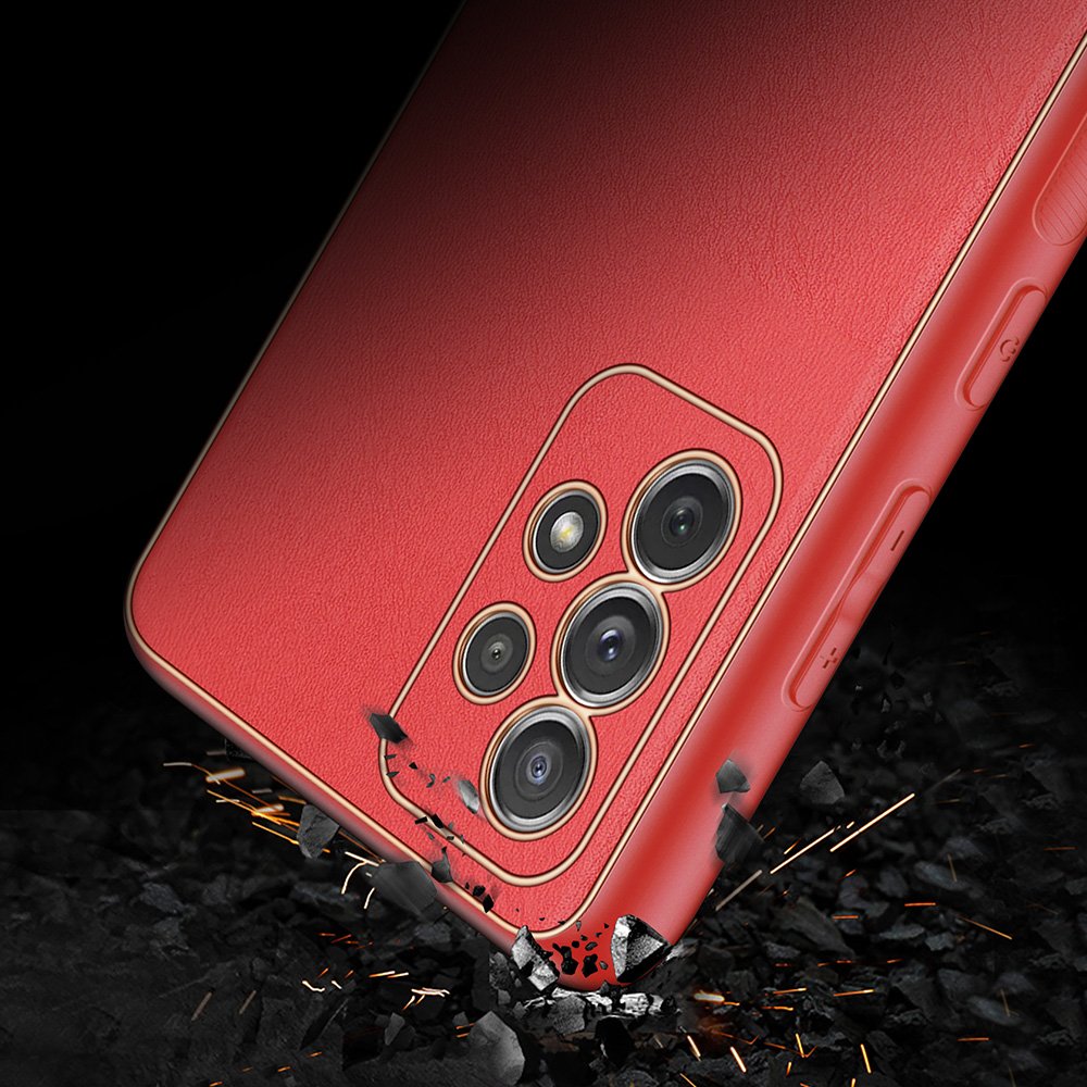 Dux Ducis Yolo elegant etui laget av mykt TPU og PU-lær til Samsung Galaxy A72 4G rød
