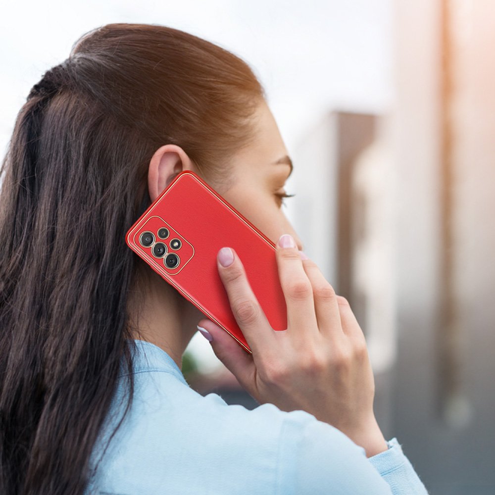 Dux Ducis Yolo elegant etui laget av mykt TPU og PU-lær til Samsung Galaxy A72 4G rød