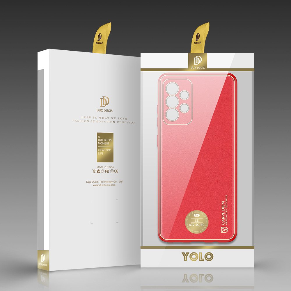 Dux Ducis Yolo elegant etui laget av mykt TPU og PU-lær til Samsung Galaxy A72 4G rød