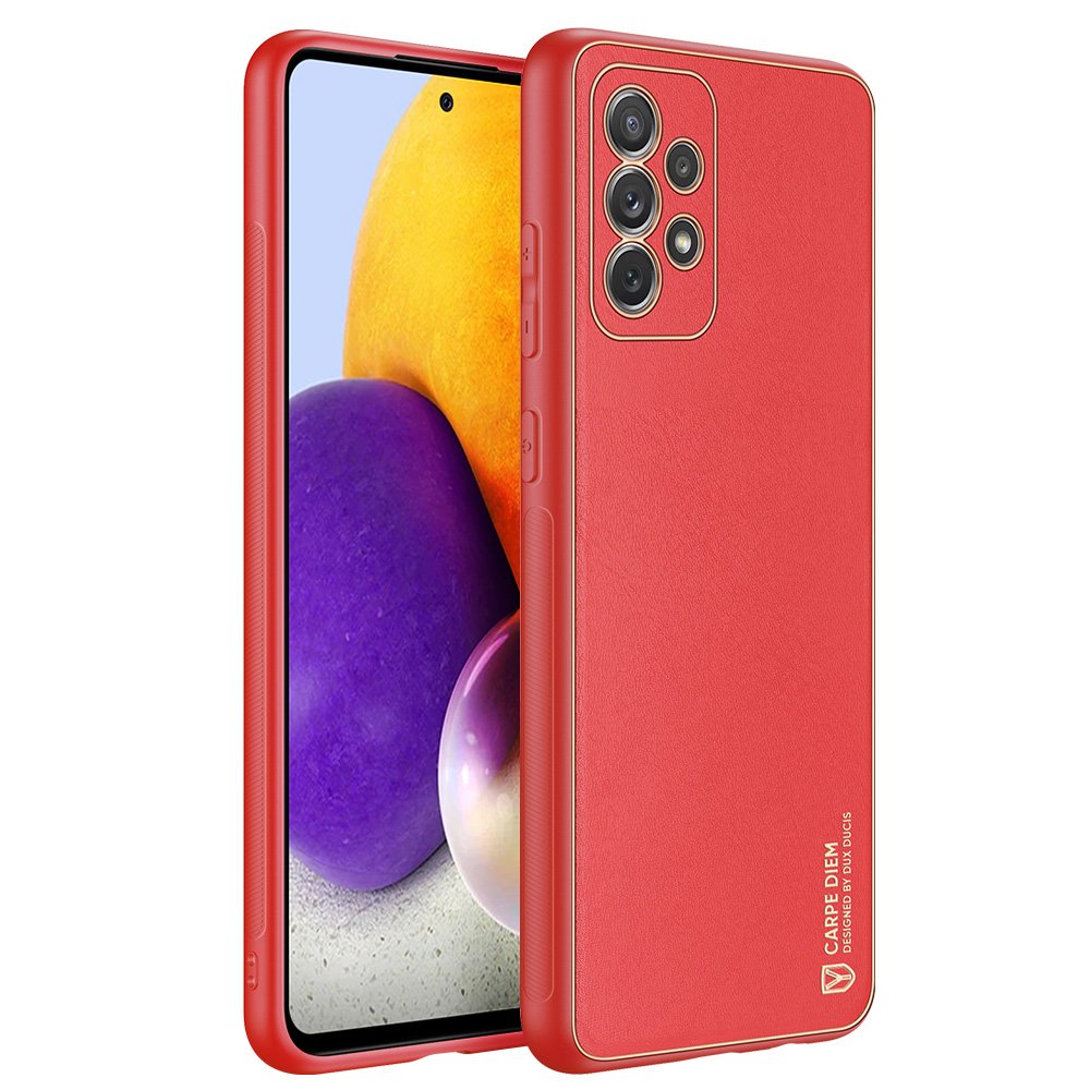 Dux Ducis Yolo elegant etui laget av mykt TPU og PU-lær til Samsung Galaxy A72 4G rød