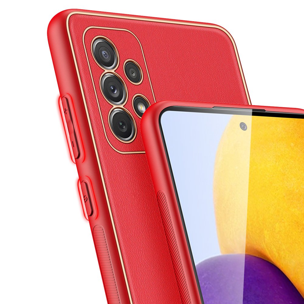 Dux Ducis Yolo elegant etui laget av mykt TPU og PU-lær til Samsung Galaxy A72 4G rød