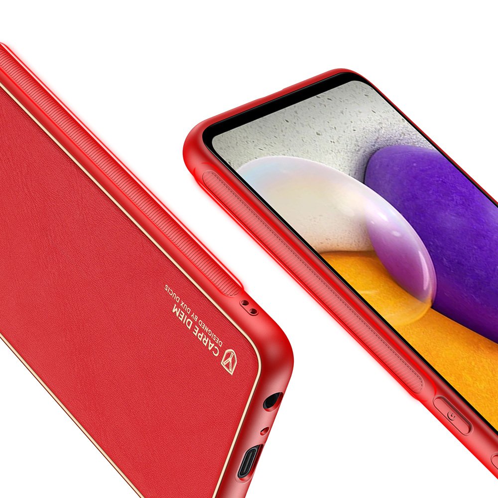 Dux Ducis Yolo elegant etui laget av mykt TPU og PU-lær til Samsung Galaxy A72 4G rød