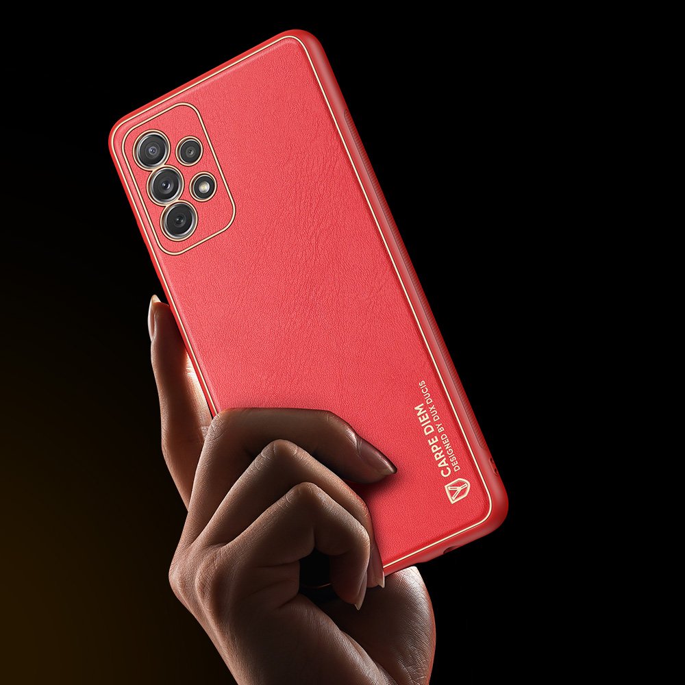 Dux Ducis Yolo elegant etui laget av mykt TPU og PU-lær til Samsung Galaxy A72 4G rød
