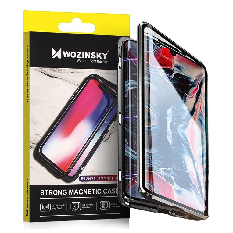 Wozinsky Fullt magnetisk deksel med glass for Samsung Galaxy A72 4G svart-gjennomsiktig