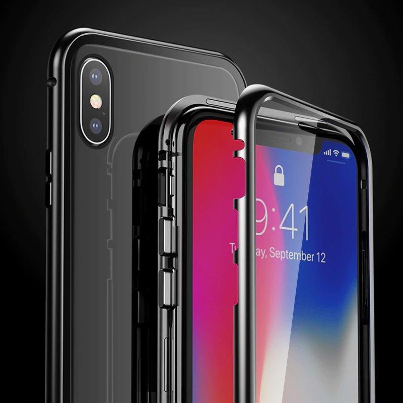 Wozinsky Fullt magnetisk deksel med glass for Samsung Galaxy A72 4G svart-gjennomsiktig