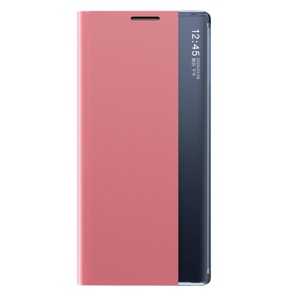 Sleep Case Bookcase Type Case med smart vindu for Samsung Galaxy A22 4G rosa