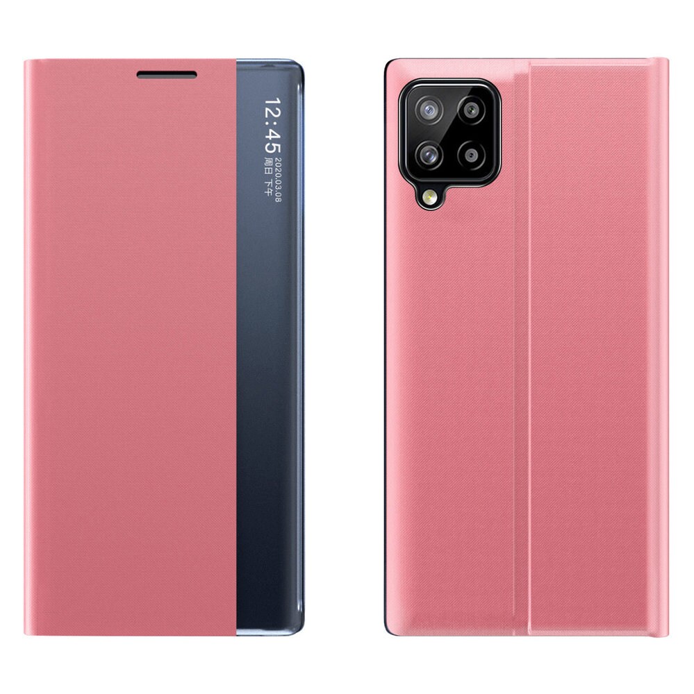 Sleep Case Bookcase Type Case med smart vindu for Samsung Galaxy A22 4G rosa